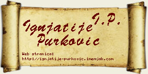 Ignjatije Purković vizit kartica